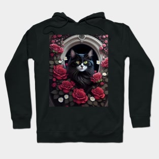 Cat with Roses - Modern digital art Hoodie